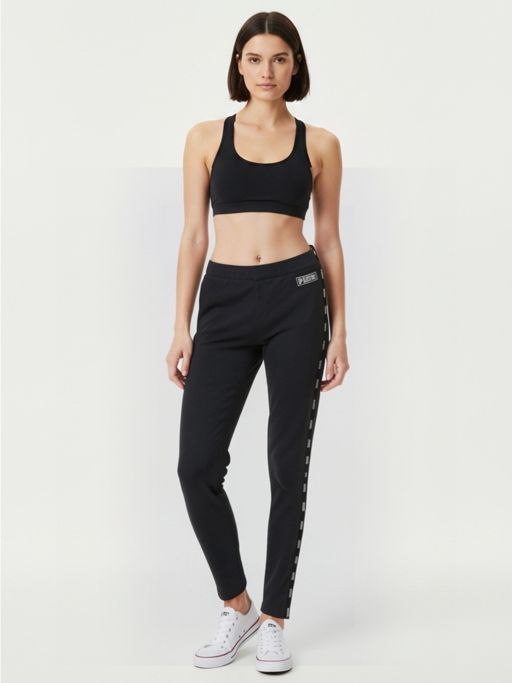 PINK Victoria's Secret Black Logo-Trim Girls' Leggings